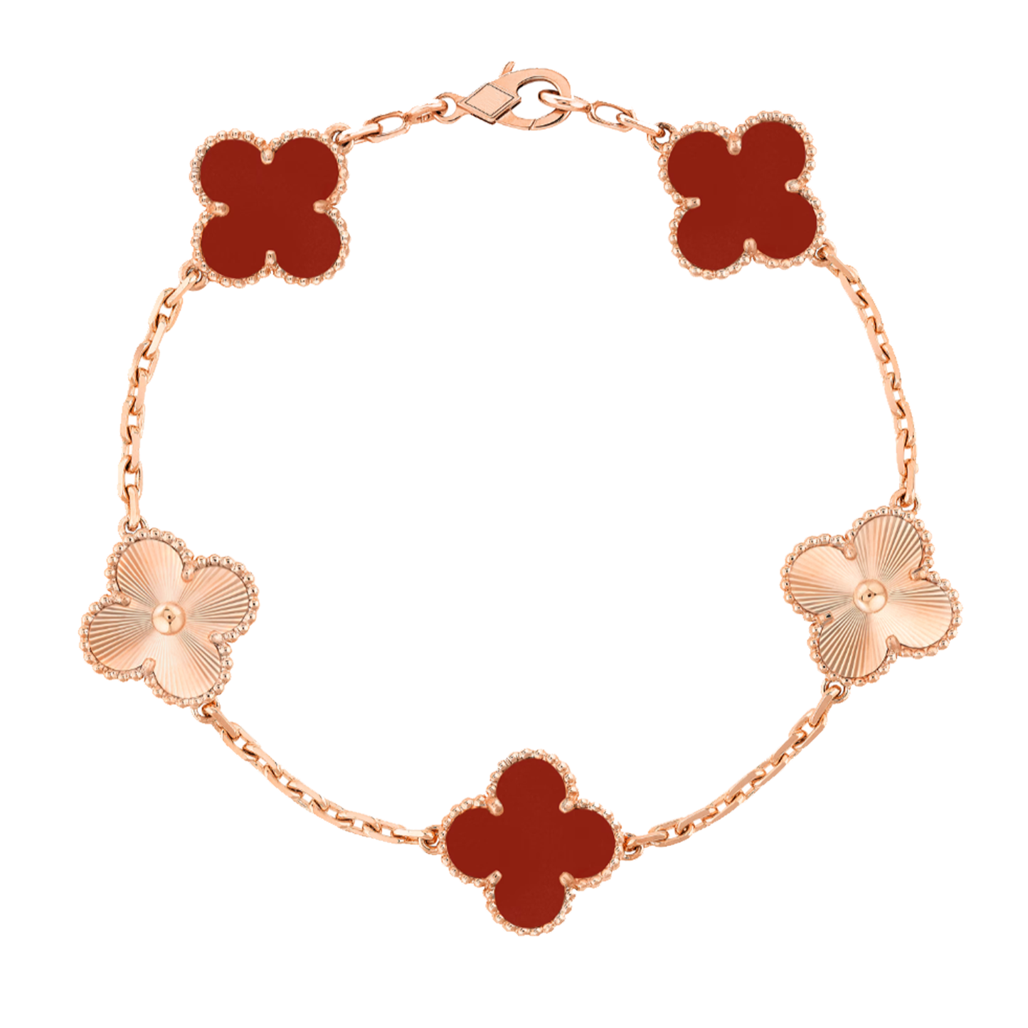 CLOVER BRACELET DELUXE | ROOD & ROSÉ GOUD