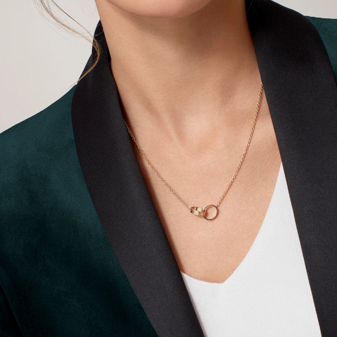 LOVE NECKLACE DOUBLE RING | GOUD