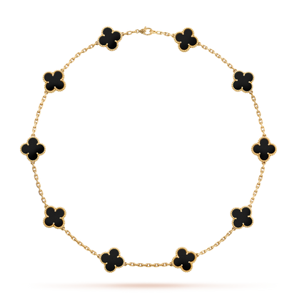 CLOVER NECKLACE 10 DESIGNS GOLD | ZWART