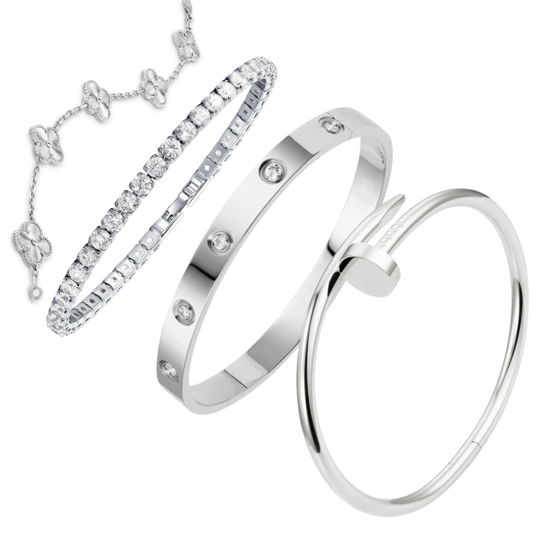 STACKED ELEGANCE SET OF 4 | ZILVER