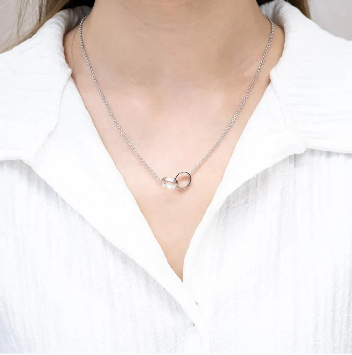 LOVE NECKLACE DOUBLE RING | ZILVER