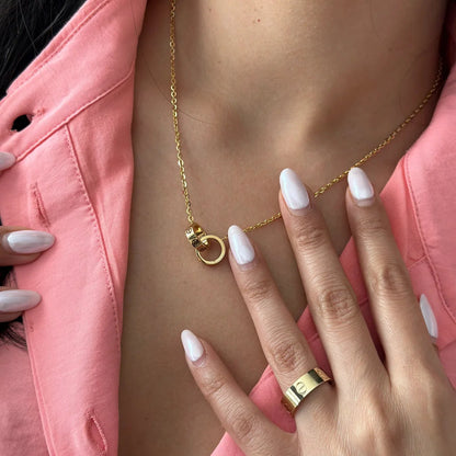 LOVE NECKLACE DOUBLE RING | ROSÉ GOUD